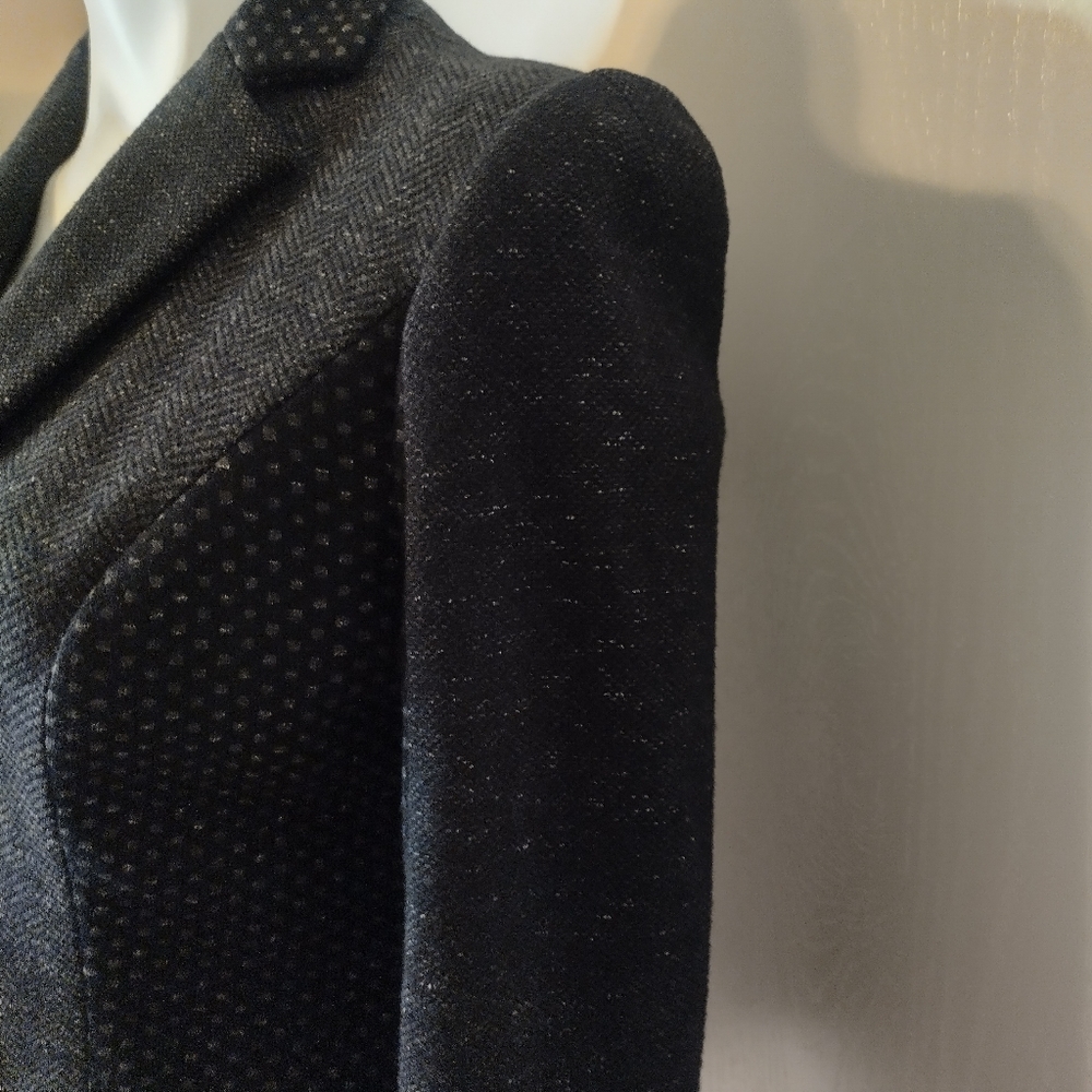 DIANE VON FURSTENBERG Black and Grey Textured Wool Blend Blazer size 4 - Picture 5 of 10